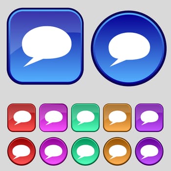 Speech bubble icons. Think cloud symbols. Set colourful buttons. illustration