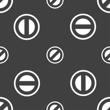 Cancel icon sign. Seamless pattern on a gray background. illustration