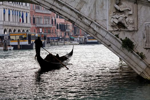 silhouette of gondola in Venice