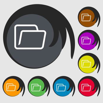 Folder icon sign. Symbol on eight colored buttons. illustration