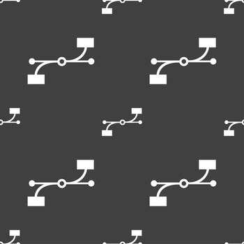 Bezier Curve icon sign. Seamless pattern on a gray background. illustration