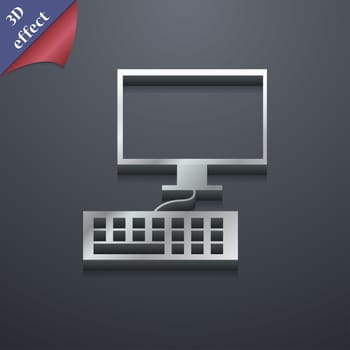 Computer monitor and keyboard icon symbol. 3D style. Trendy, modern design with space for your text illustration. Rastrized copy