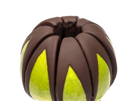 Apple on a stick dipped in chocolate