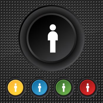 Human sign icon. Man Person symbol. Male toilet. Set colour buttons illustration