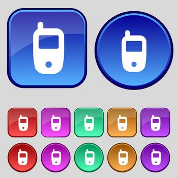 Mobile telecommunications technology symbol. Set colour buttons. illustration