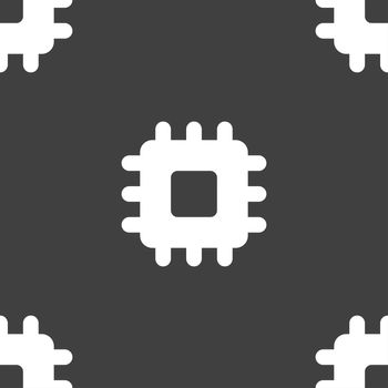 Central Processing Unit icon sign. Seamless pattern on a gray background. illustration