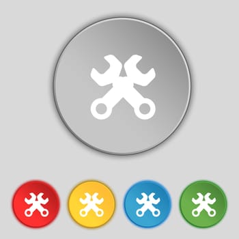 Wrench key sign icon. Service tool symbol. Set colourful buttons. illustration