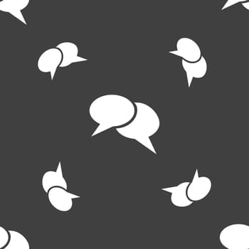 Speech bubble icons. Think cloud symbols. Seamless pattern on a gray background. illustration