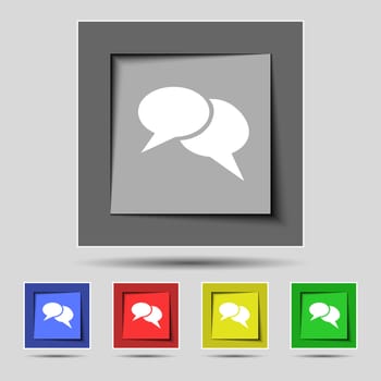 Speech bubble icons. Think cloud symbols. Set colourful buttons. illustration