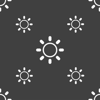 Brightness icon sign. Seamless pattern on a gray background. illustration