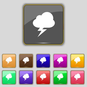 storm icon sign. Set with eleven colored buttons for your site. illustration