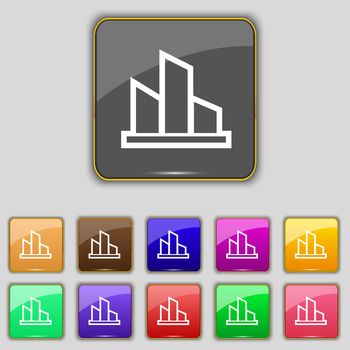 Diagram icon sign. Set with eleven colored buttons for your site. illustration