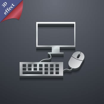 Computer monitor and keyboard icon symbol. 3D style. Trendy, modern design with space for your text illustration. Rastrized copy