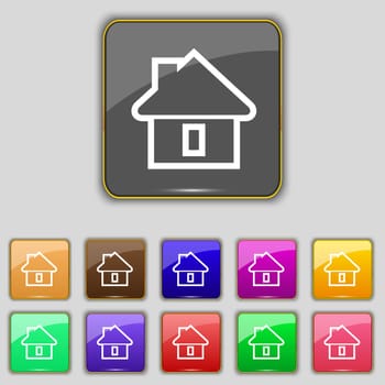 House icon sign. Set with eleven colored buttons for your site. illustration