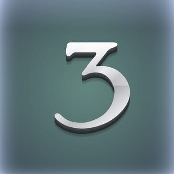 number three icon symbol. 3D style. Trendy, modern design with space for your text illustration. Raster version