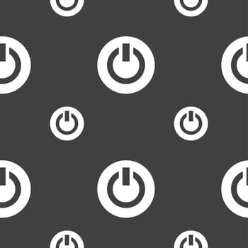 Power, Switch on, Turn on icon sign. Seamless pattern on a gray background. illustration