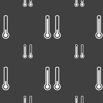 thermometer temperature icon sign. Seamless pattern on a gray background. illustration