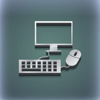 Computer monitor and keyboard icon symbol. 3D style. Trendy, modern design with space for your text illustration. Raster version