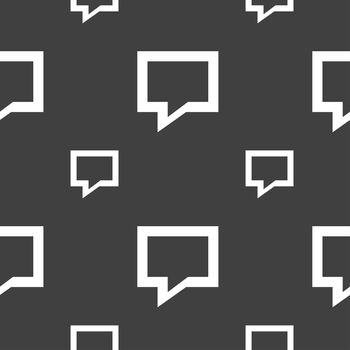 Speech bubble, Think cloud icon sign. Seamless pattern on a gray background. illustration