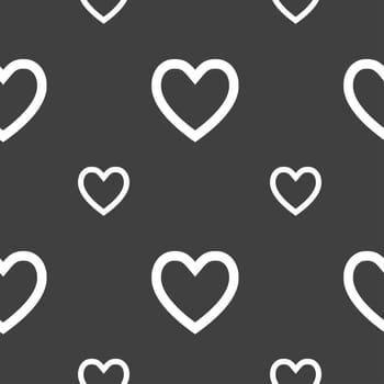 Heart sign icon. Love symbol. Seamless pattern on a gray background. illustration