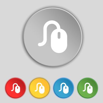 Computer mouse icon sign. Symbol on five flat buttons. illustration