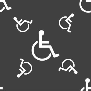 disabled icon sign. Seamless pattern on a gray background. illustration