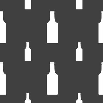 bottle icon sign. Seamless pattern on a gray background. illustration
