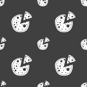 Pizza Icon. Seamless pattern on a gray background. illustration