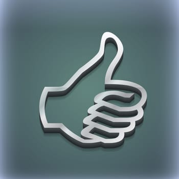 Thumb up icon symbol. 3D style. Trendy, modern design with space for your text illustration. Raster version
