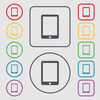 Smartphone sign icon. Support symbol. Call center. Symbols on the Round and square buttons with frame. illustration