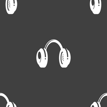 headsets icon sign. Seamless pattern on a gray background. illustration