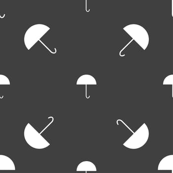Umbrella sign icon. Rain protection symbol. Seamless pattern on a gray background. illustration