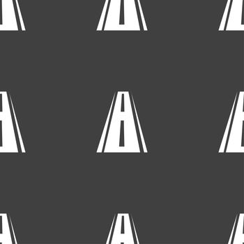 Road icon sign. Seamless pattern on a gray background. illustration