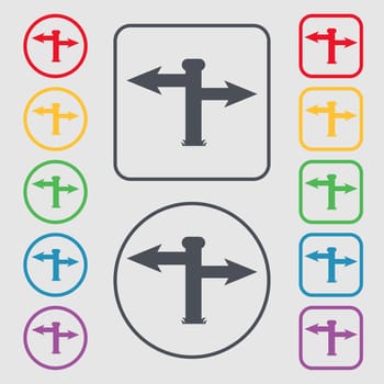 Blank Road Sign icon sign. Symbols on the Round and square buttons with frame. illustration