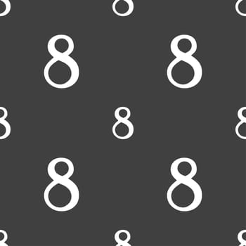 number Eight icon sign. Seamless pattern on a gray background. illustration