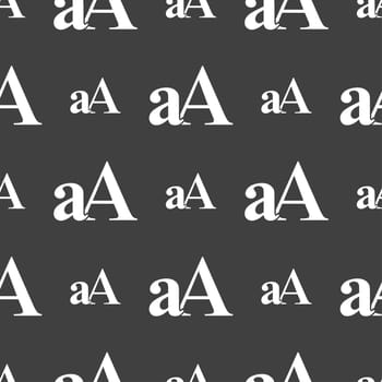 Enlarge font, aA icon sign. Seamless pattern on a gray background. illustration