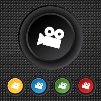 Video camera sign icon. content button. Set colourful buttons. illustration