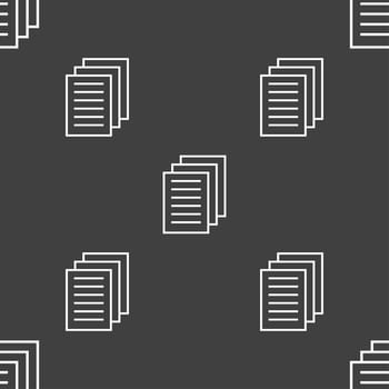 Copy file sign icon. Duplicate document symbol. Seamless pattern on a gray background. illustration