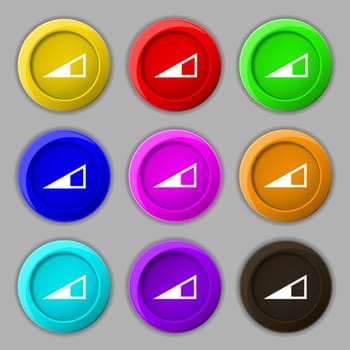 speaker Volume icon sign. symbol on nine round colourful buttons. illustration