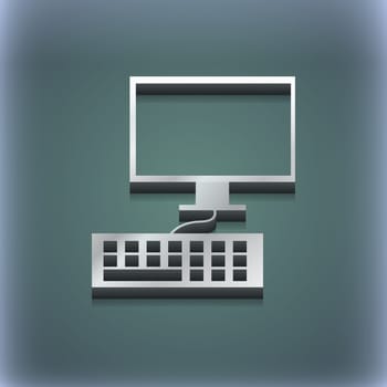 Computer monitor and keyboard icon symbol. 3D style. Trendy, modern design with space for your text illustration. Raster version