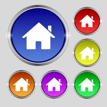 Home sign icon. Main page button. Navigation symbol. Set colur buttons illustration