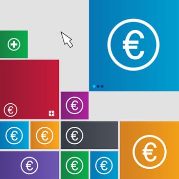 Euro icon sign. Metro style buttons. Modern interface website buttons with cursor pointer. illustration