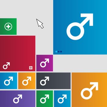 Male sex icon sign. Metro style buttons. Modern interface website buttons with cursor pointer. illustration