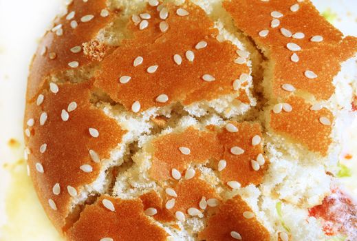 Bread with sesame seeds close-up