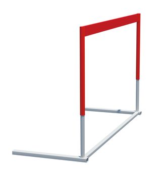 Red and white treadmill barrier on isolated white background