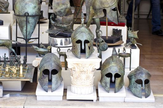 Replicas of Greek antique helmets on sale