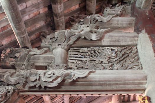 Ancient pattern on wood in vietnam temple