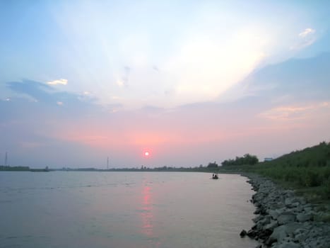 sunset on the river