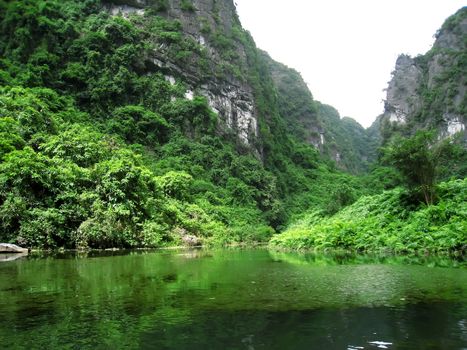 Landscape with moutain and river, Trang An, Ninh Binh, Vietnam 