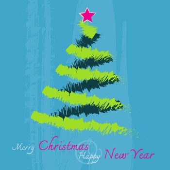 Christmas Greeting Card. Merry Christmas and Happy New Year lettering